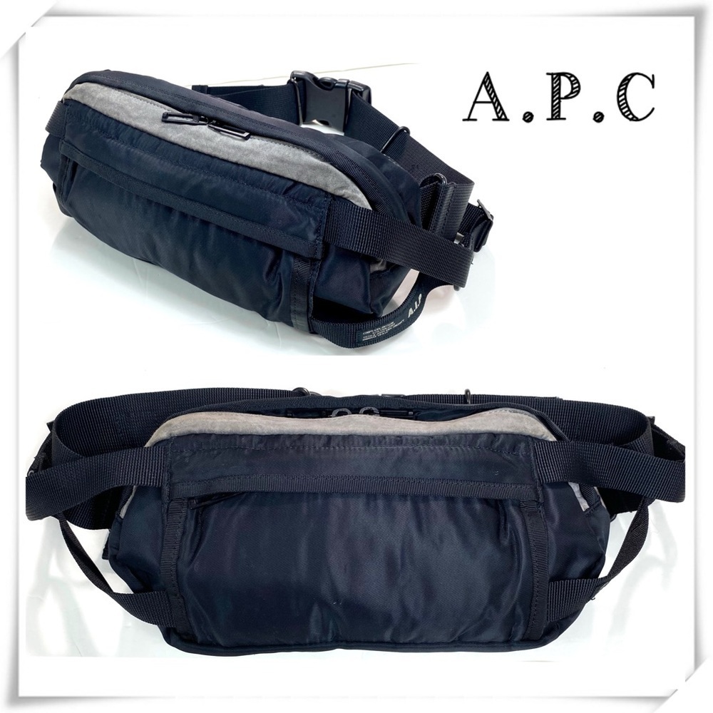 A.P.C Rare Vintage Nylon Waist Belt Bags In Black